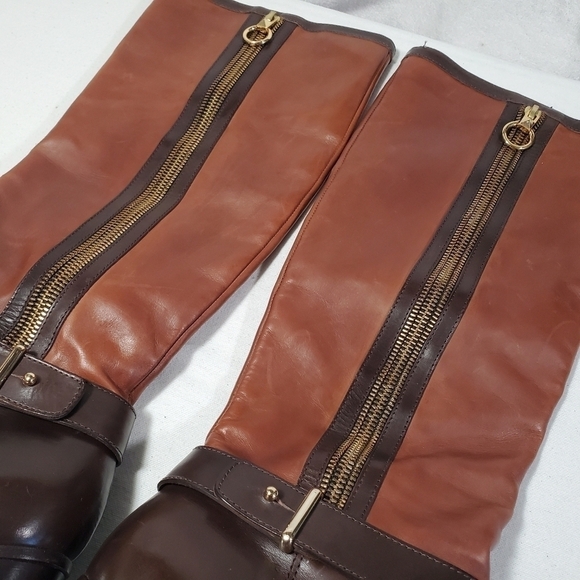 Mimosa Tall Heeled Leather Boots Tan Brown Made in Italy Size EU 39 US 8 - Picture 7 of 16